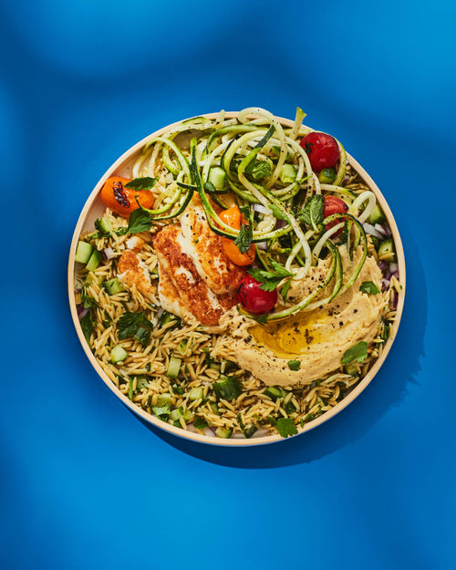 Herbed Orzo + Halloumi Mediterranean Bowl